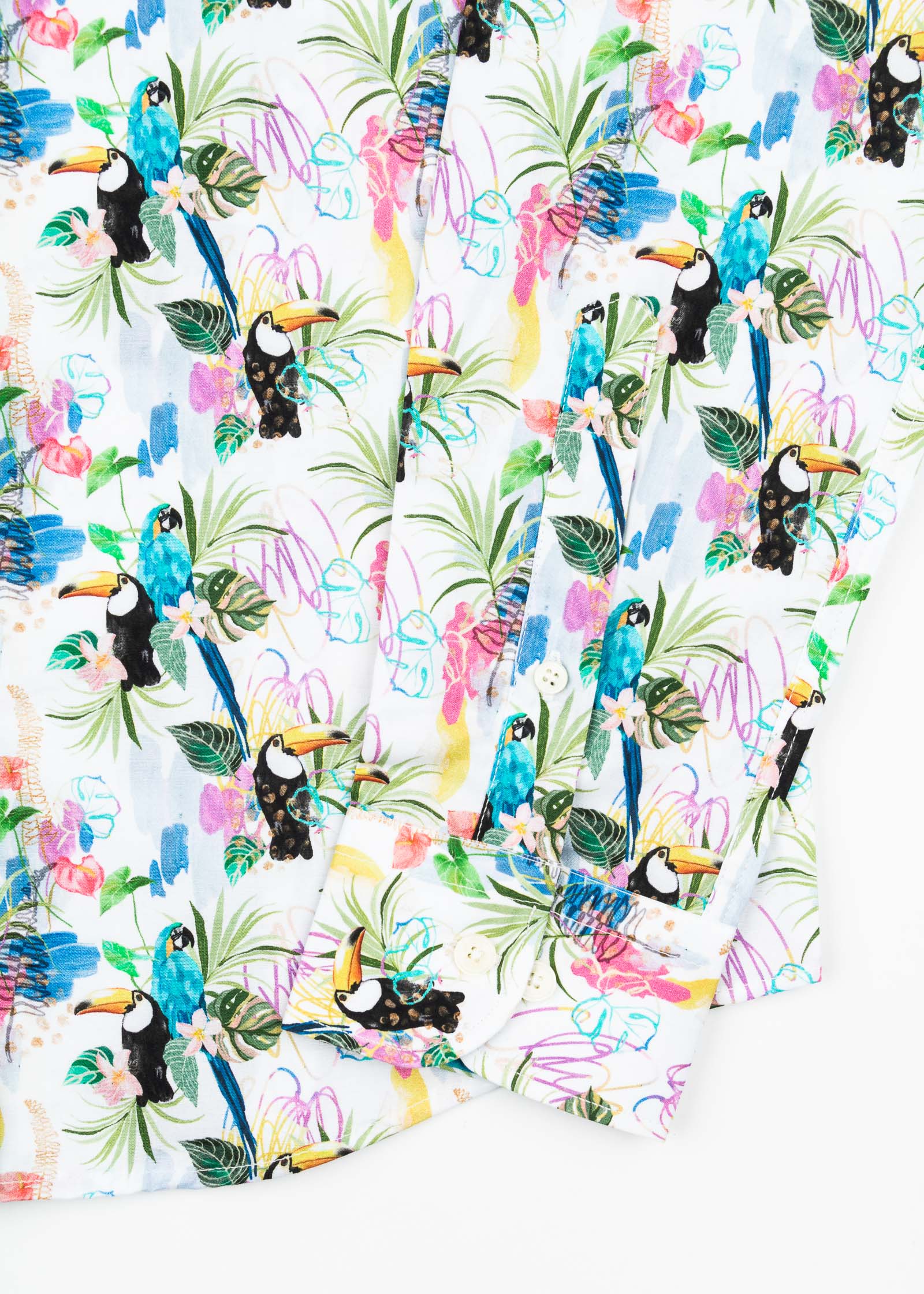 CAMISA ESTAMPADA ELASTÁN TROPICAL