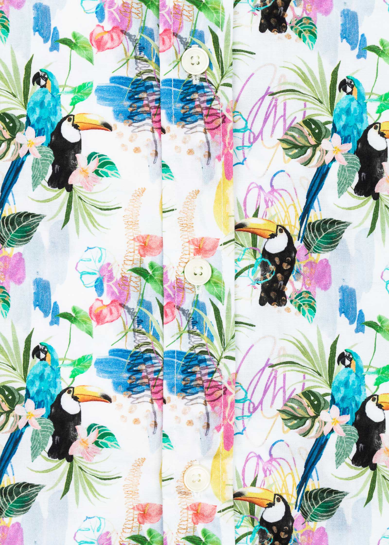 CAMISA ESTAMPADA ELASTÁN TROPICAL