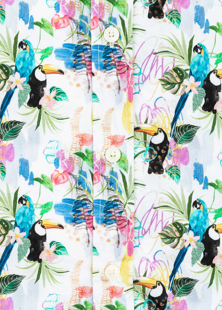 CAMISA ESTAMPADA ELASTÁN TROPICAL
