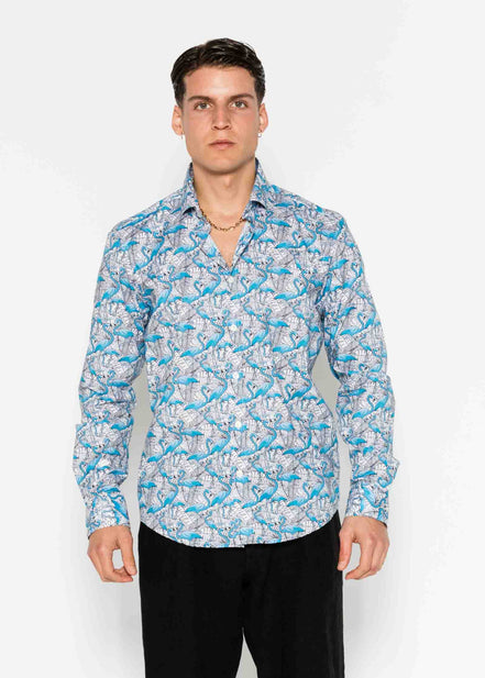 CAMISA ESTAMPADA ELASTÁN FLAMINGO