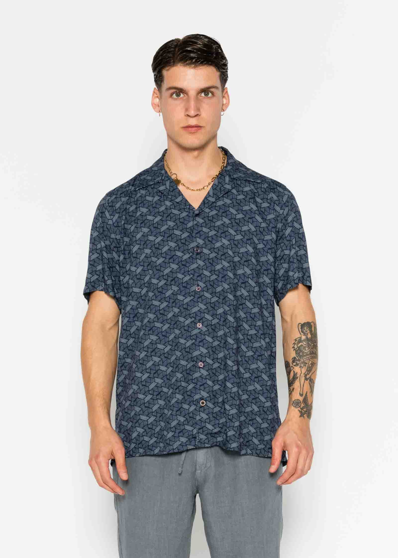 CAMISA M/C BOWLING VISCOSA METAL