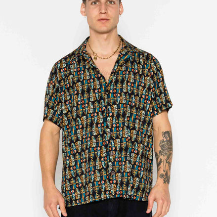 CAMISA M/C BOWLING VISCOSA TRIBAL