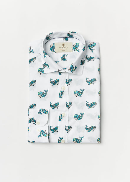 CAMISA ALGODÓN ESTAMPADA WHALES