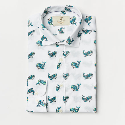 CAMISA ALGODÓN ESTAMPADA WHALES