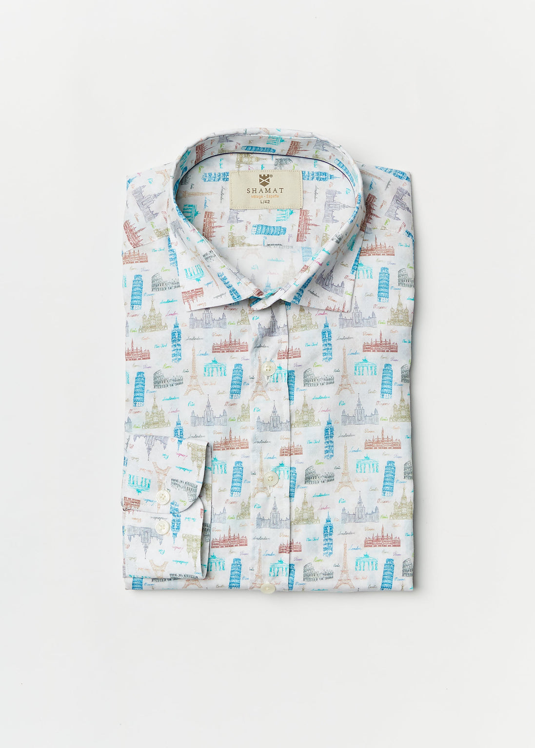 CAMISA ALGODÓN/ELASTÁN ESTAMPADA EUROPE