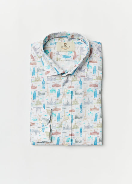 CAMISA ALGODÓN/ELASTÁN ESTAMPADA EUROPE