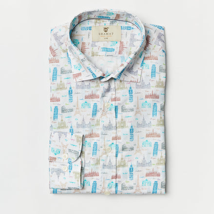 CAMISA ALGODÓN/ELASTÁN ESTAMPADA EUROPE