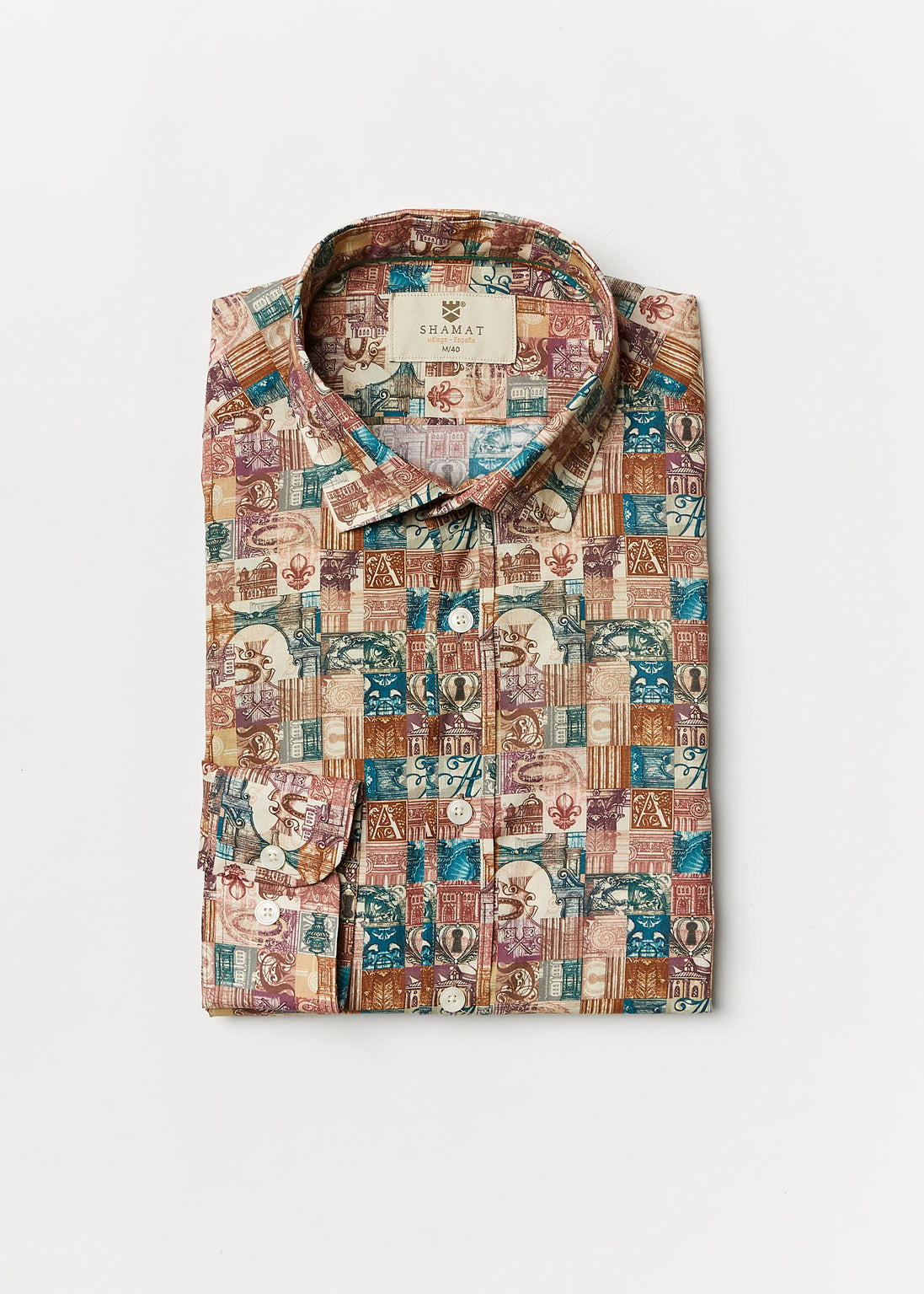 CAMISA ALGODÓN/ELASTÁN ESTAMPADA ANTIQUE
