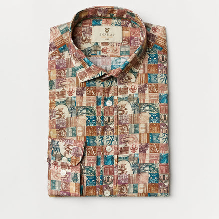 CAMISA ALGODÓN/ELASTÁN ESTAMPADA ANTIQUE