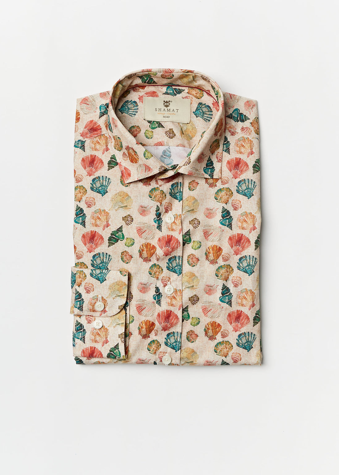 CAMISA ALG/ELASTÁN ESTAMPADA SEASHELL