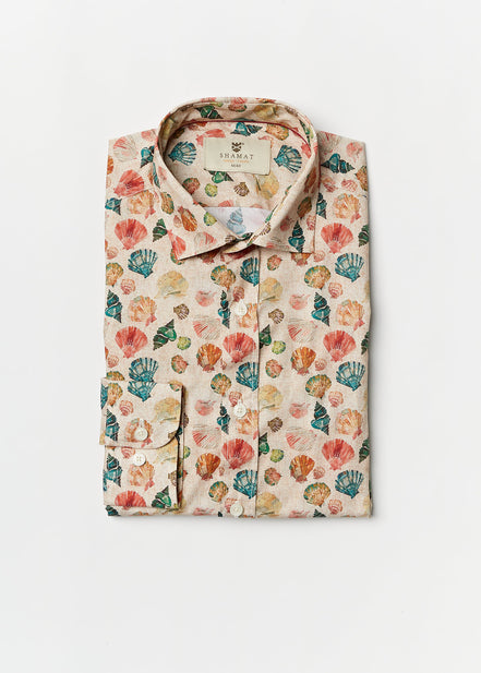 CAMISA ALG/ELASTÁN ESTAMPADA SEASHELL