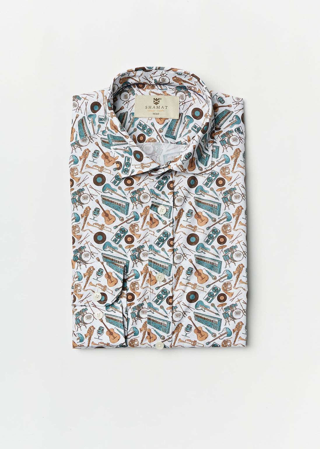 CAMISA ALG/ELASTÁN ESTAMPADA BAND