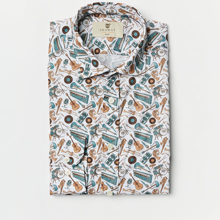 CAMISA ALG/ELASTÁN ESTAMPADA BAND