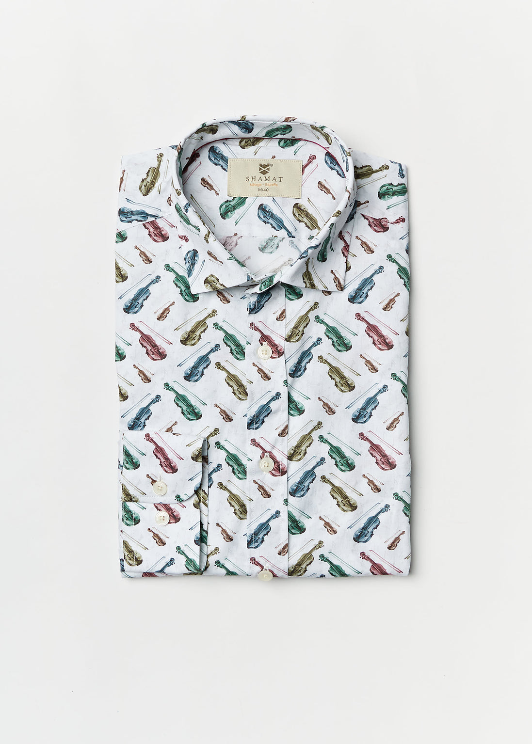 CAMISA ALG/ELASTÁN ESTAMPADA VIOLIN