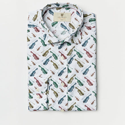 CAMISA ALG/ELASTÁN ESTAMPADA VIOLIN