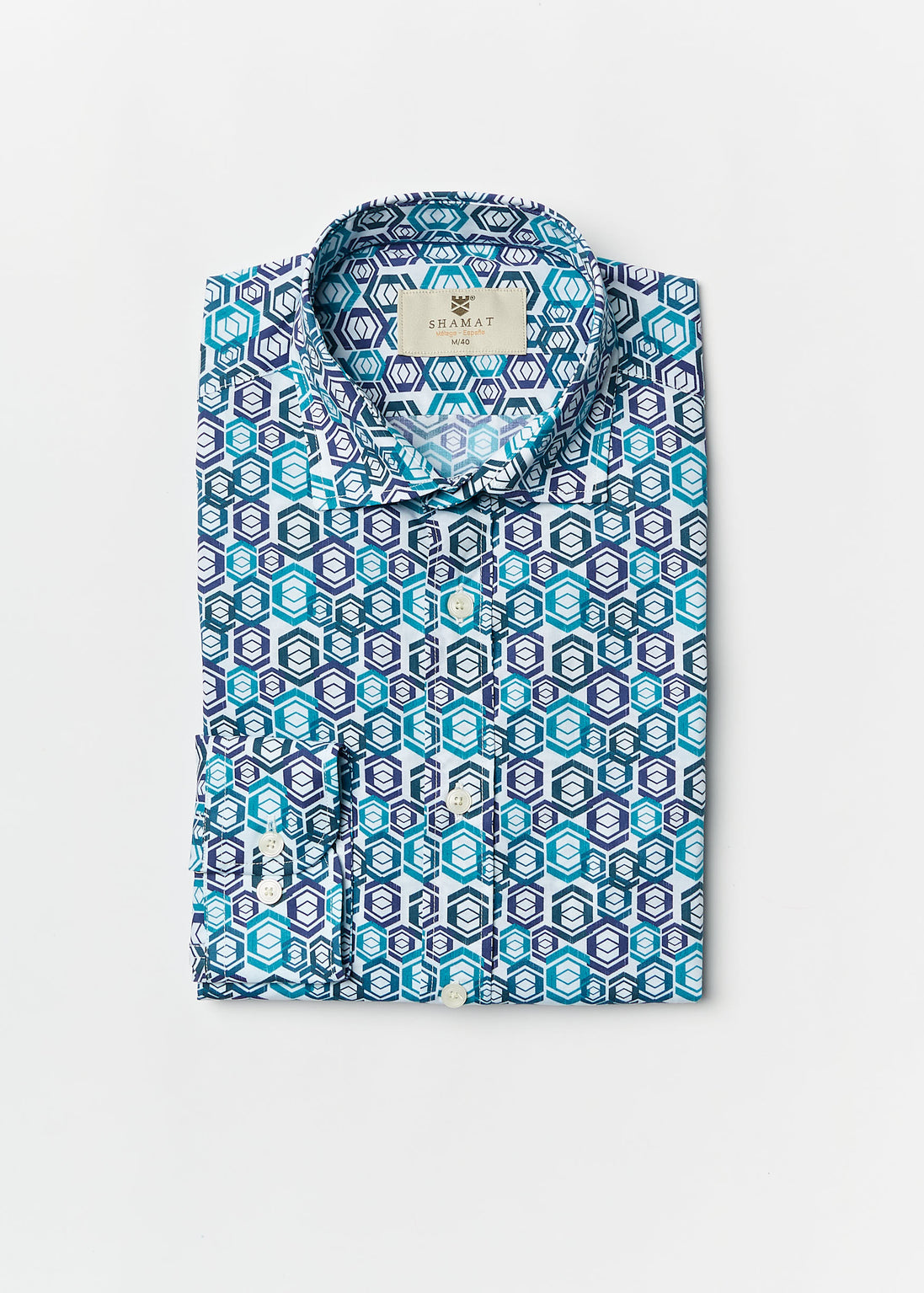 CAMISA ALG/ELASTÁN ESTAMPADA GEOMETRIC