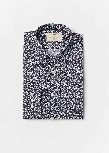 CAMISA ALG/ELASTÁN ESTAMPADA HIBISCO