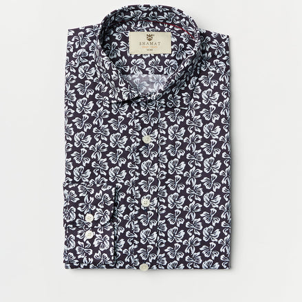 CAMISA ALG/ELASTÁN ESTAMPADA HIBISCO