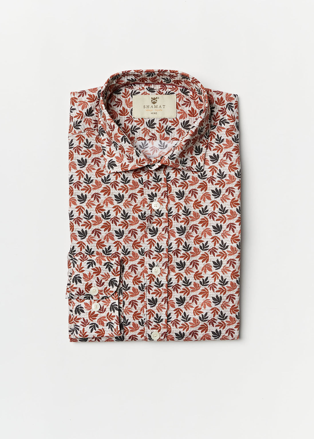 CAMISA ALG/ELASTÁN ESTAMPADA LEAVES