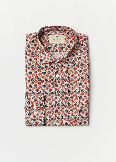 CAMISA ALG/ELASTÁN ESTAMPADA LEAVES
