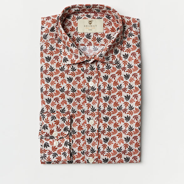 CAMISA ALG/ELASTÁN ESTAMPADA LEAVES