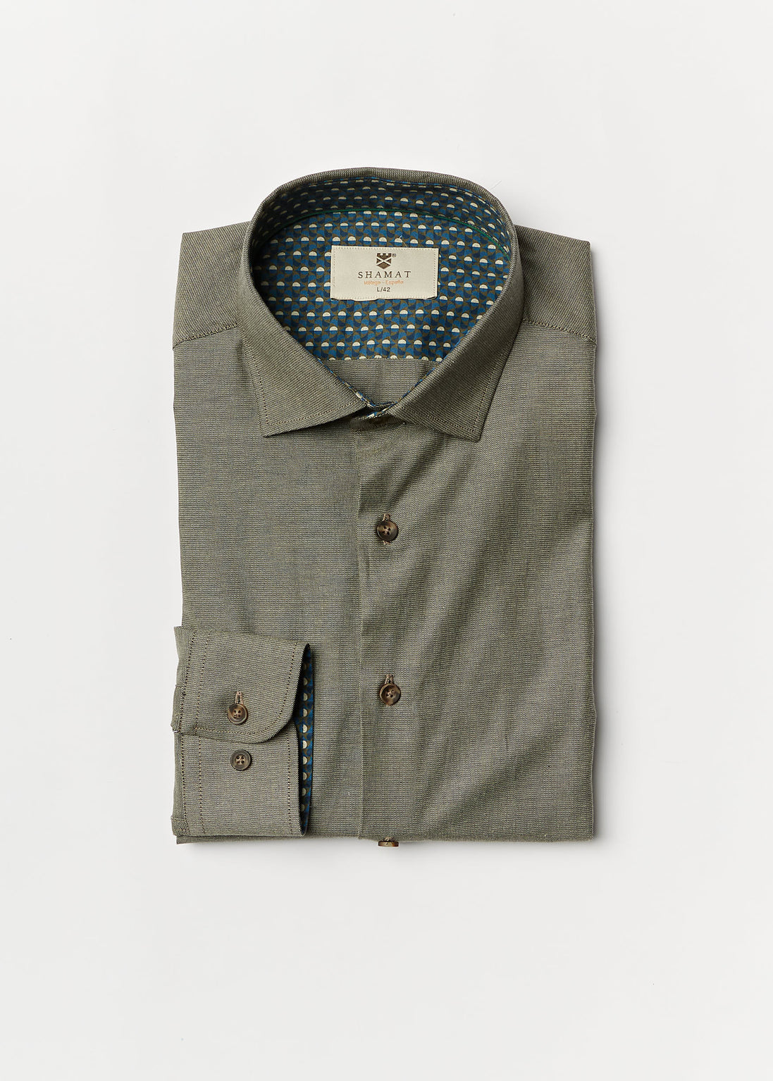 CAMISA M/L ALGODON CON ELASTANO