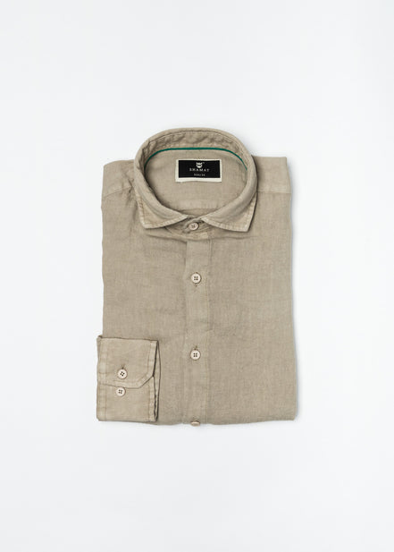 Camisa De Manga Larga Lino 100