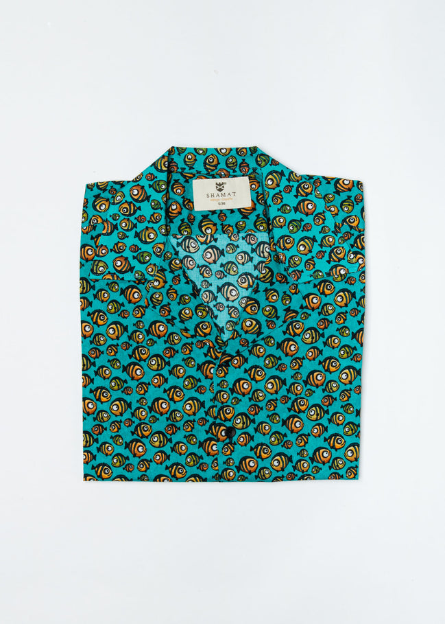 Camisa Bowling Peces Mediterráneos Voile