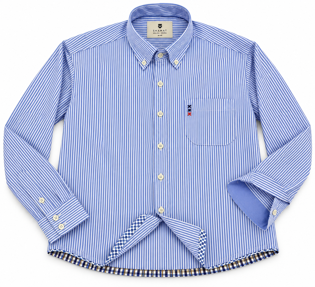 Camisa Rayas Azules con Contrastes Hombre | SHAMAT