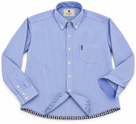 Camisa Rayas Azules con Contrastes Hombre | SHAMAT
