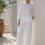 Pantalón de lino con cintura elástica para mujer