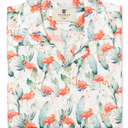 Camisa de lino 100 % estampado digital Flamencos