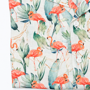 Camisa de lino 100 % estampado digital Flamencos