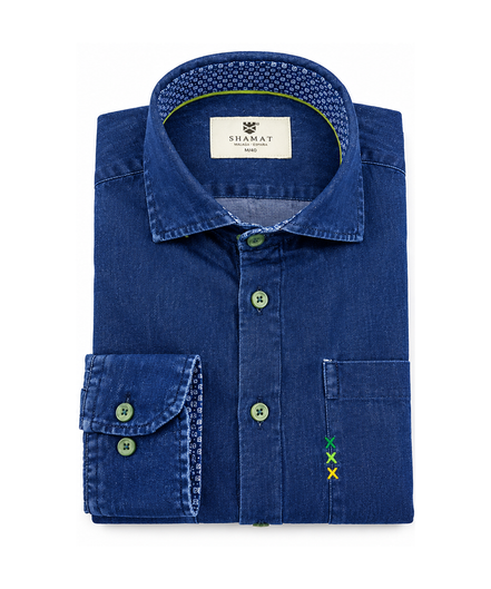 Camisa Vaquera Azul Denim Hombre | SHAMAT