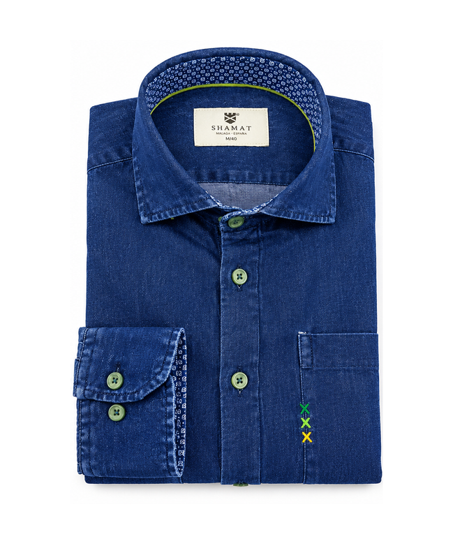 Camisa Vaquera Azul Denim Hombre | SHAMAT