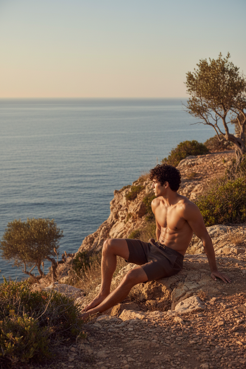 Bermuda de lino 100% con bolsillo parche para hombre