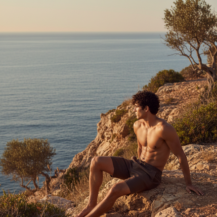 Bermuda de lino 100% con bolsillo parche para hombre